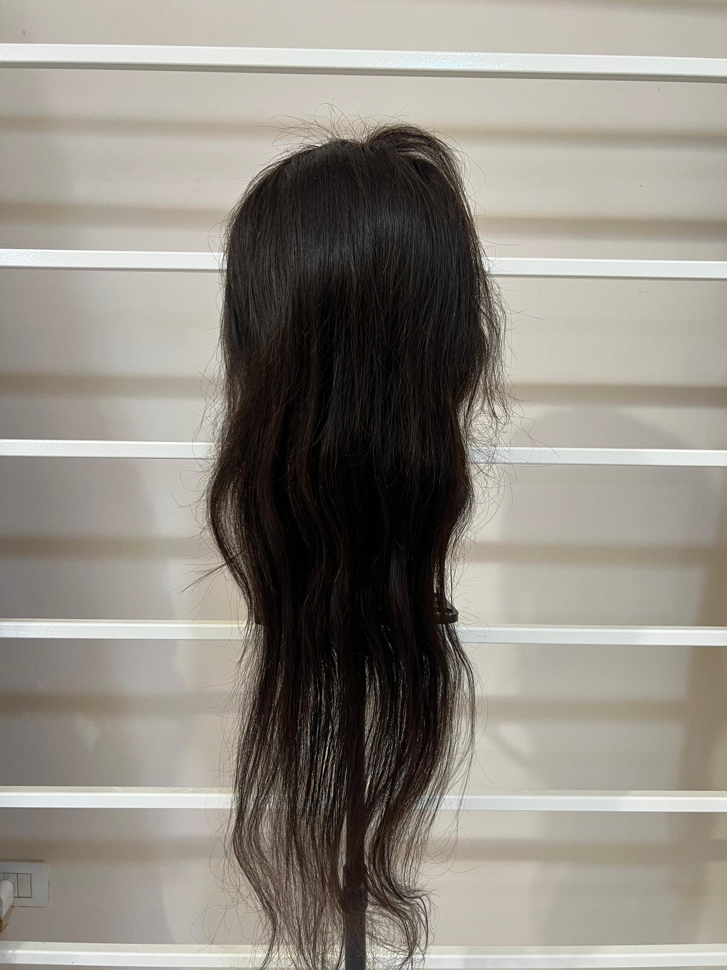 Parrucca capelli umani castana oscura lunga